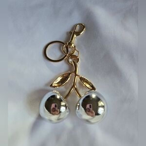 Silver And Gold Cherry Bag Charm/Keychain